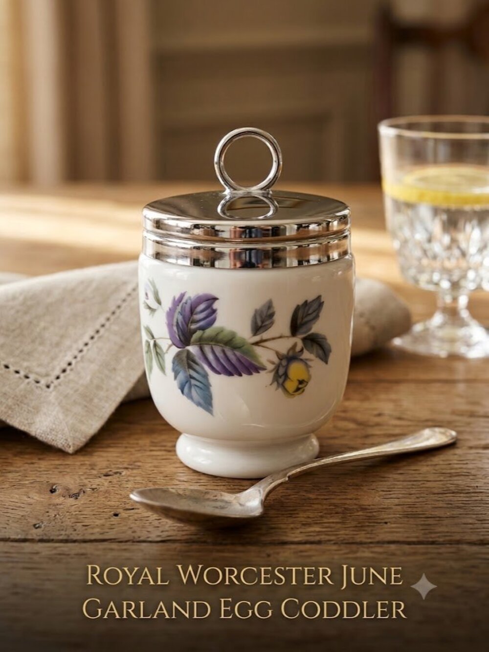 Royal Worcester egg coddler June Garland pattern